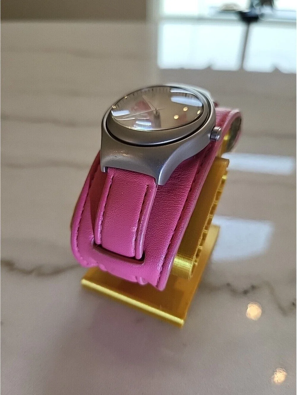 Ladies Pink Puma Oval Watch WR100M Leather Band Stainless Steel Case New Battery